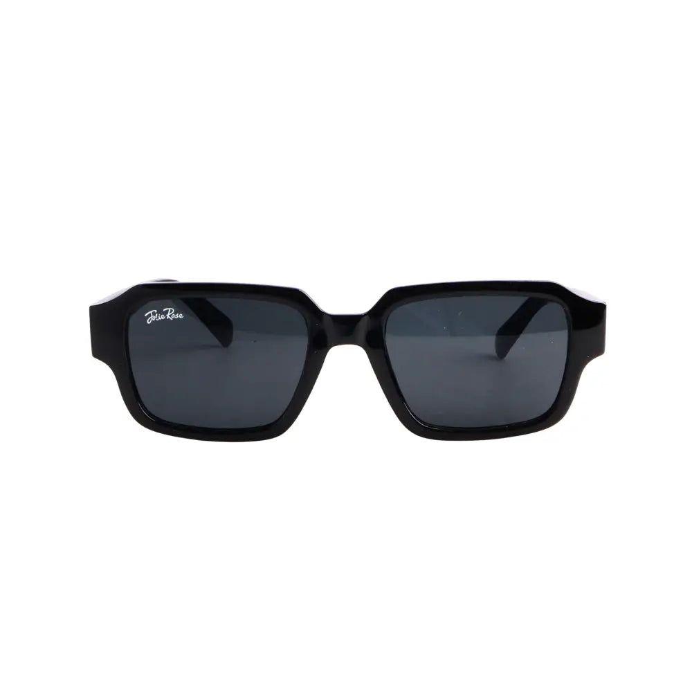 Jr216 set of 12 black rectangular sunglasses with dark gray lenses and sleek modern design