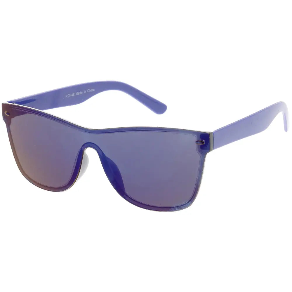 Purple translucent plastic sunglasses with gradient mirrored lenses in a set of 12 labeled KCH48