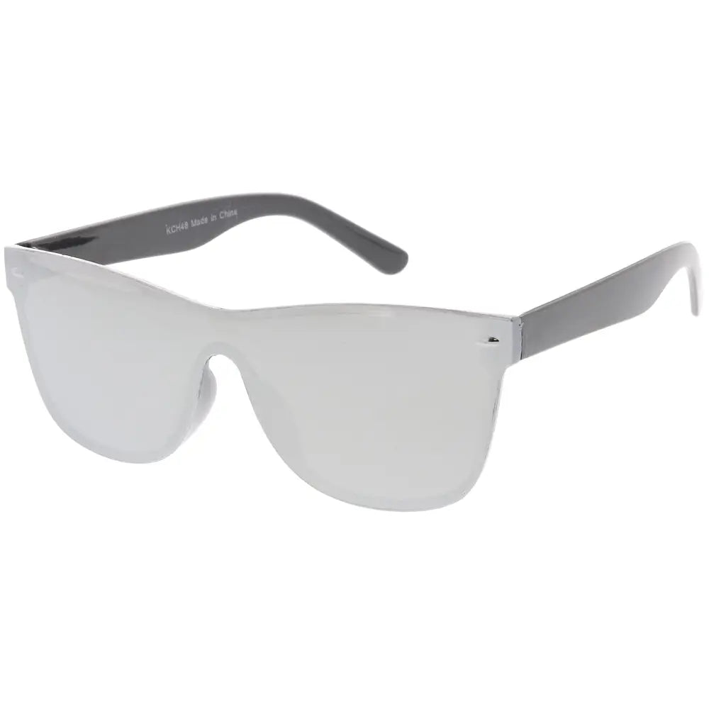 Silver mirrored sunglasses with sleek modern design and gray temple arms set of 12 kch48
