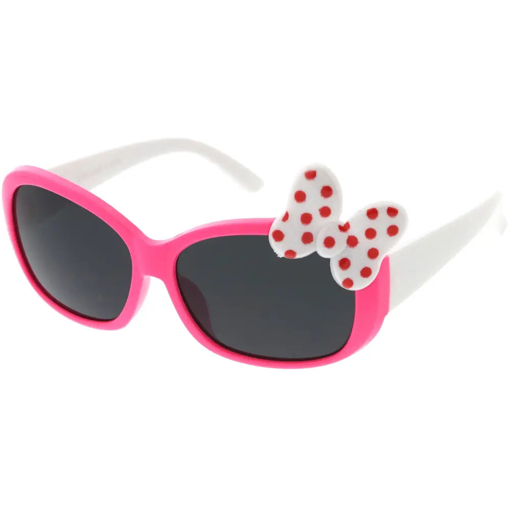 Pink and white children’s sunglasses with red polka dot bow on temple kch64 set of 12