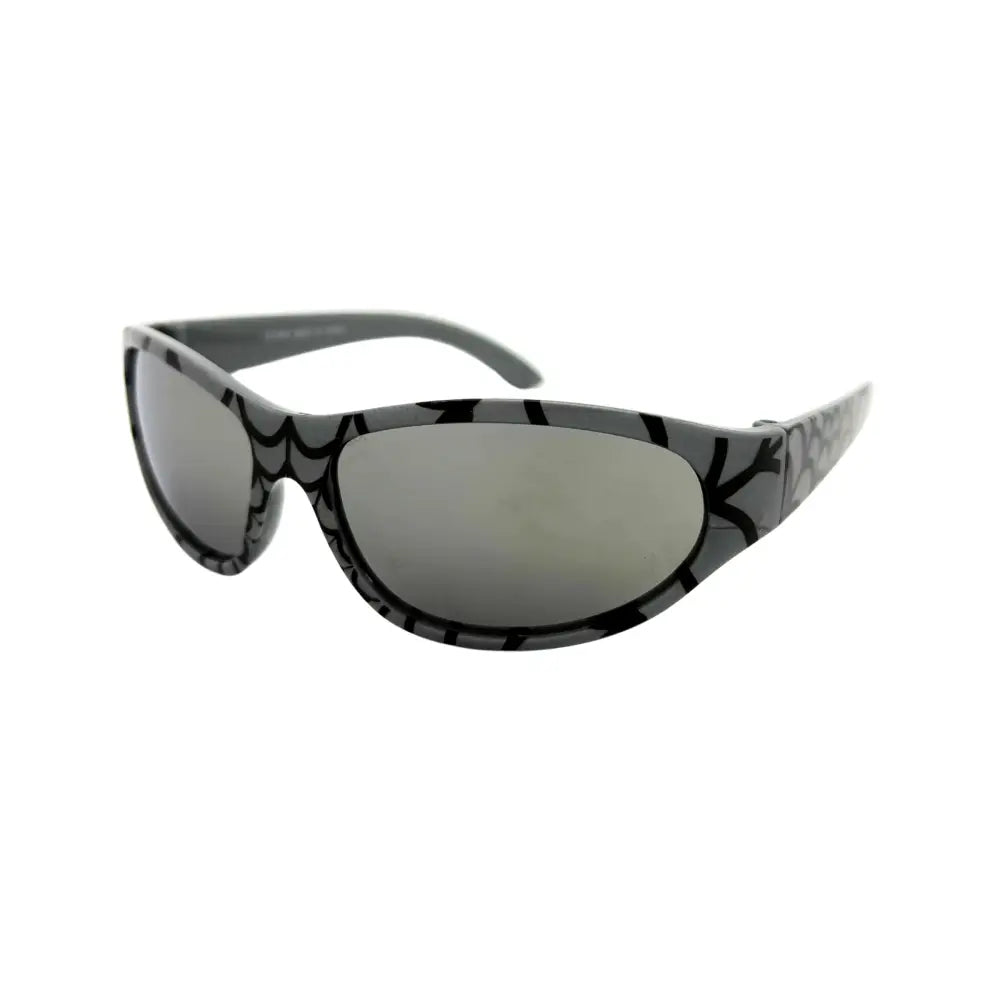 Juego de 12 gafas de sol negras con diseño de telaraña y lentes rectangulares de espejo grises