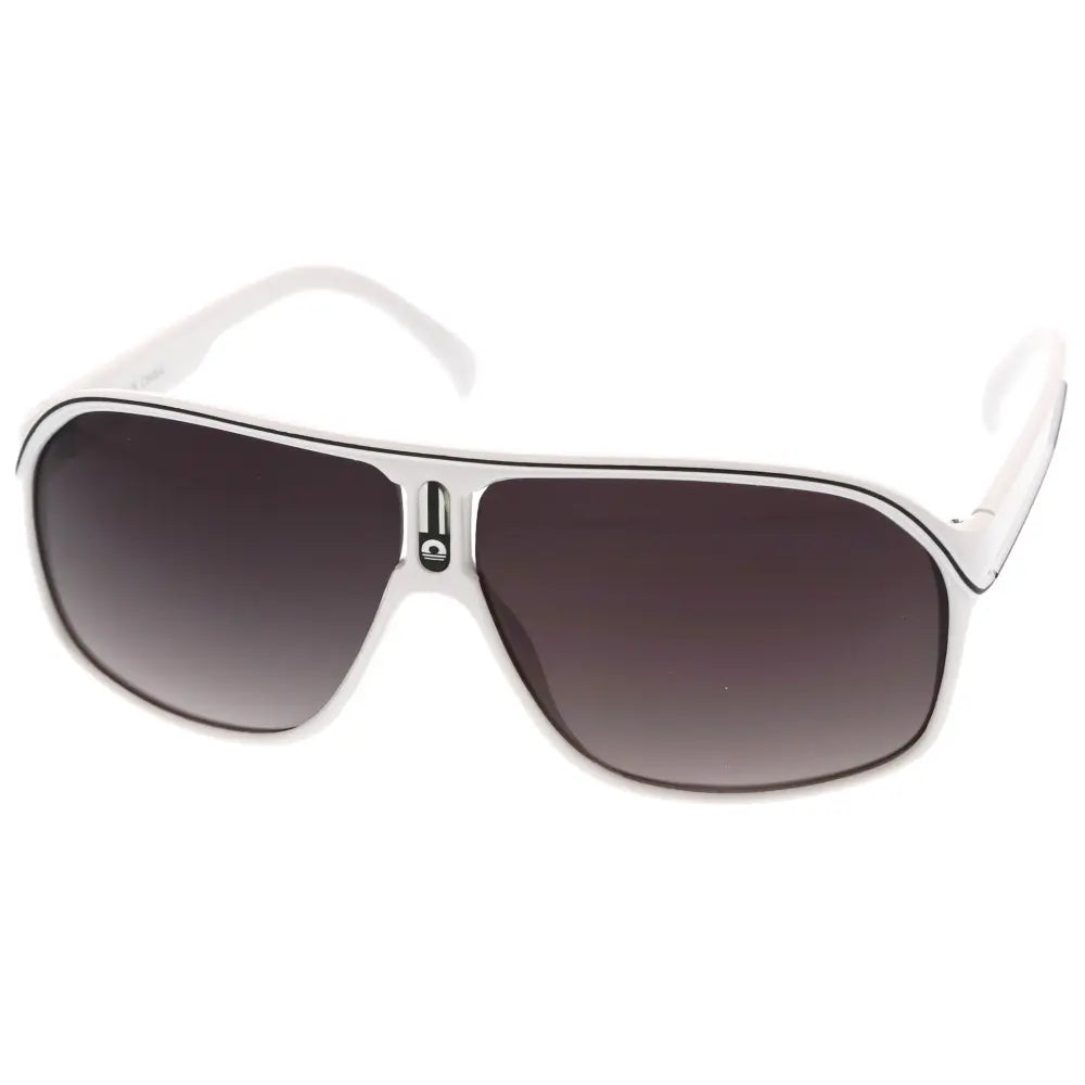 Set of 12 white aviator sunglasses with dark gradient lenses and sleek modern frames