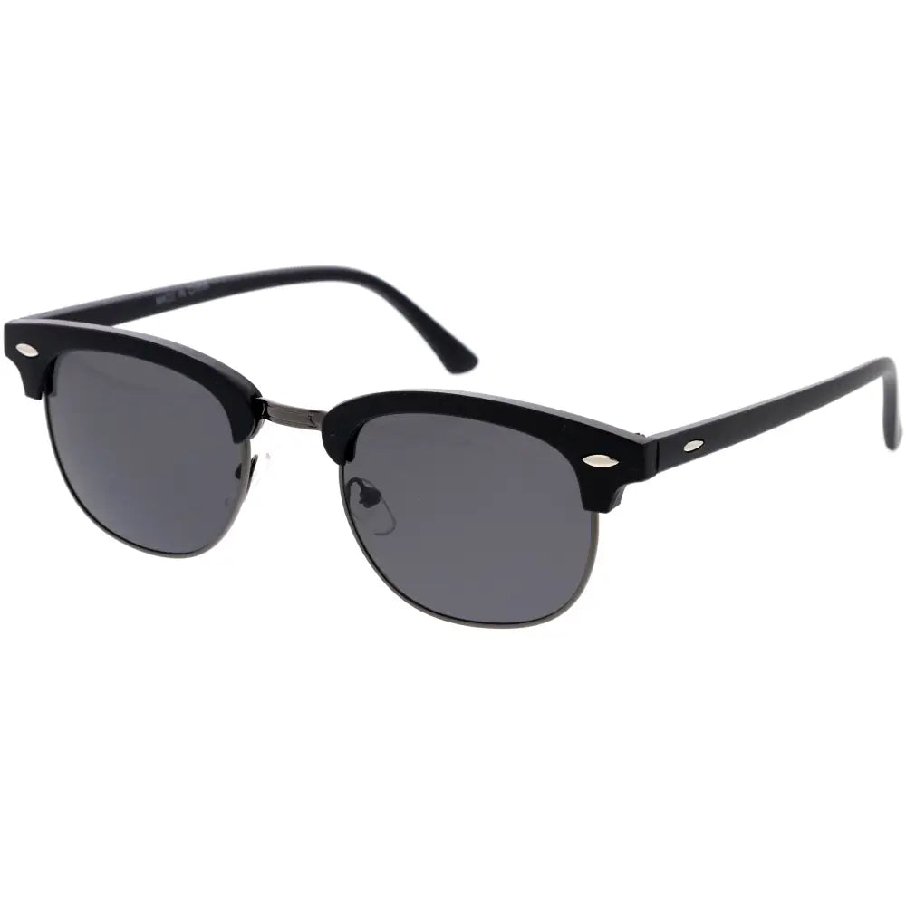 Black half-frame sunglasses with dark gray lenses and silver accent details p9071 set of 12