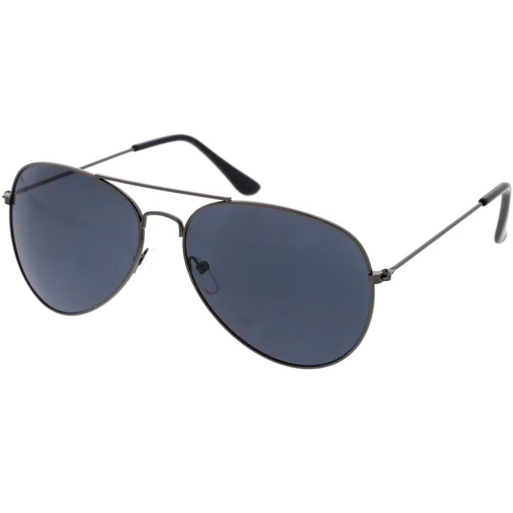Set of 12 black aviator sunglasses with dark gray lenses and sleek metal frames