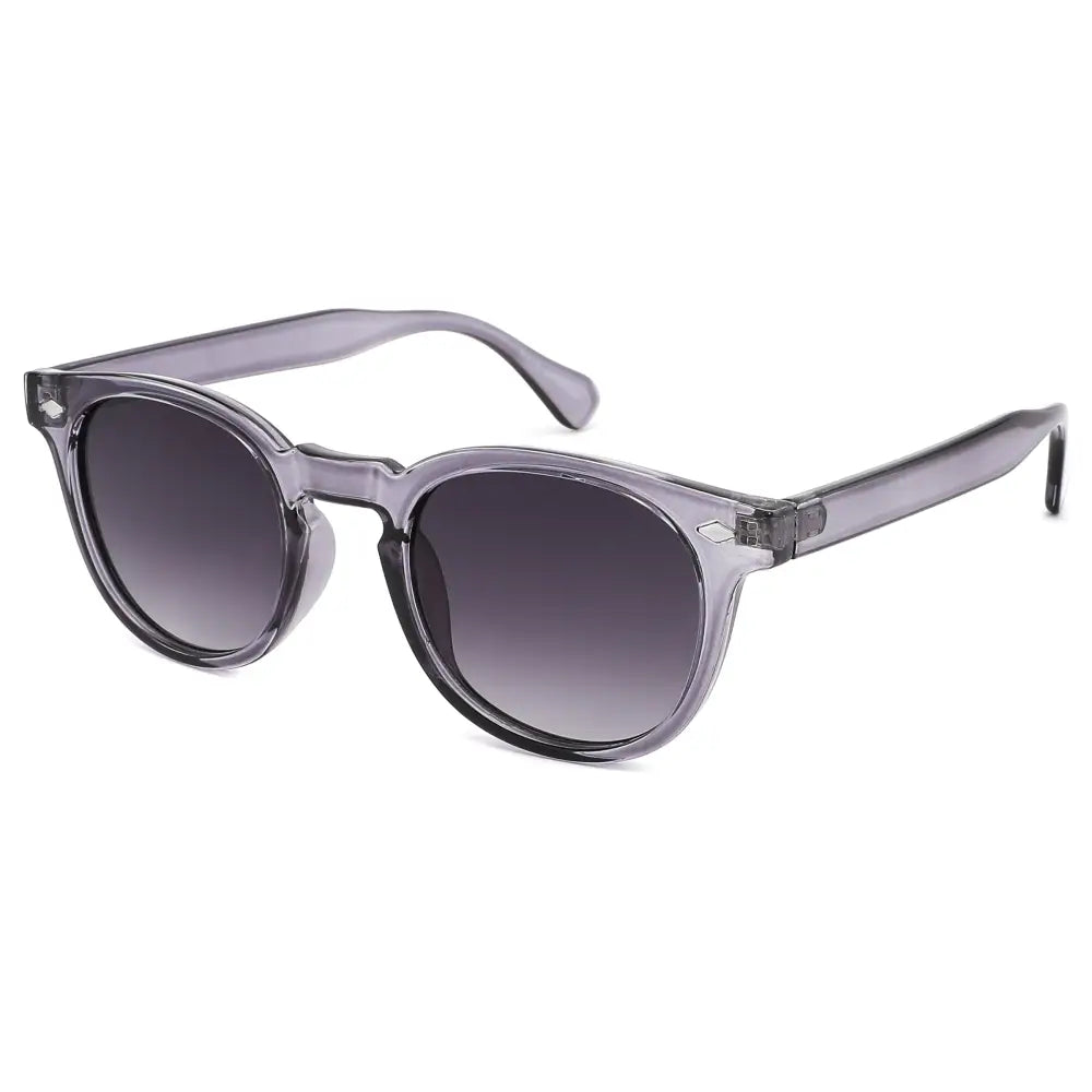 Set of 12 gray translucent acetate round sunglasses with dark gradient lenses and classic frame design sa1206