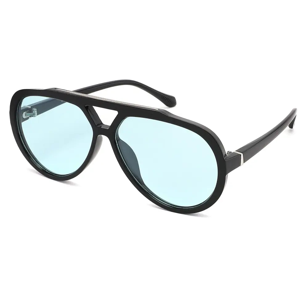 Black aviator sunglasses with light blue tinted lenses and a sleek modern design in a set of 12 (SA1251)