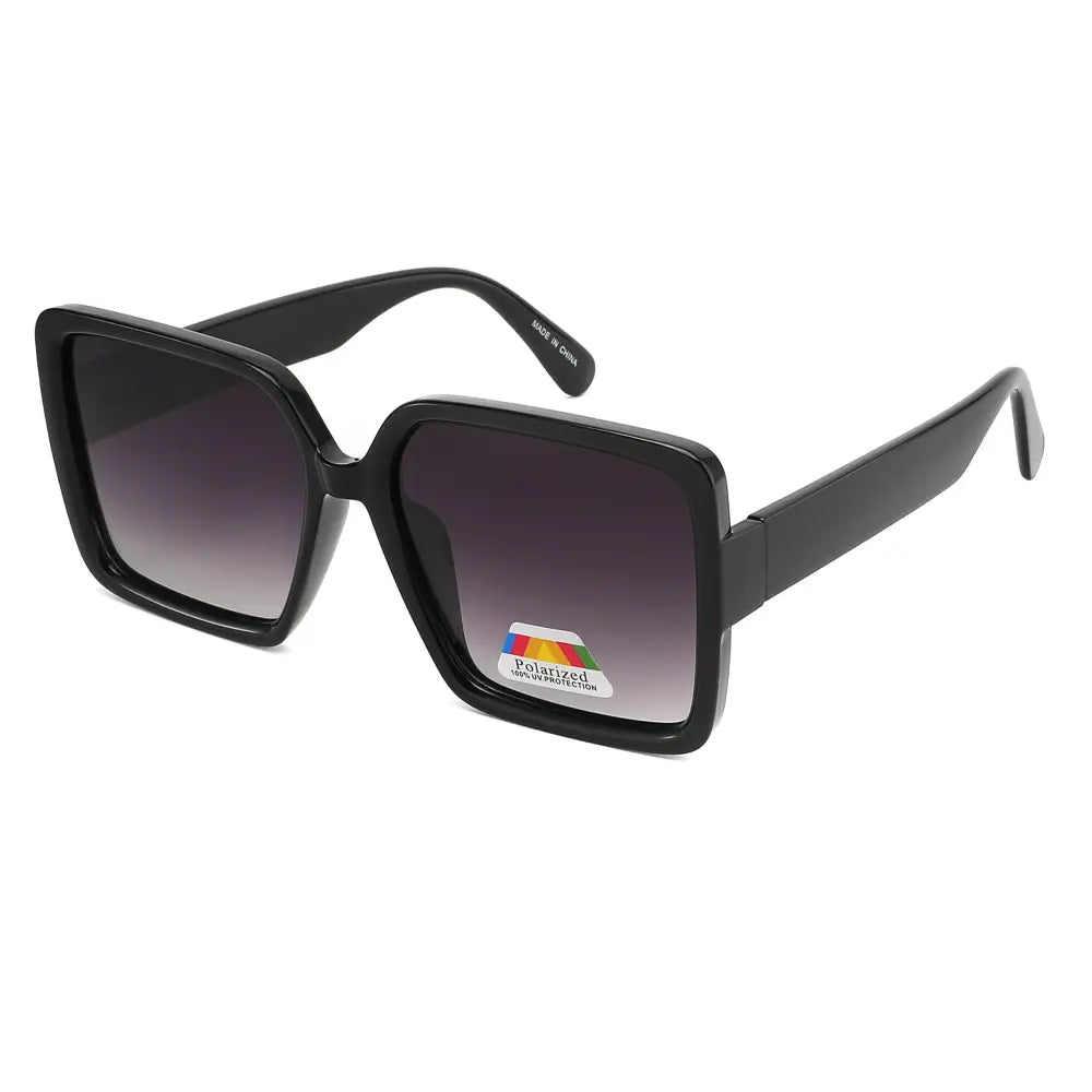 Black square-framed sunglasses with gradient dark gray to black lenses set of 12 sa1258p