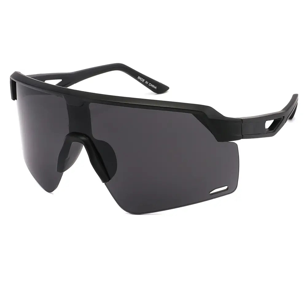 Set of 12 black matte sport sunglasses with dark gray lenses and a sleek modern design model SA1271