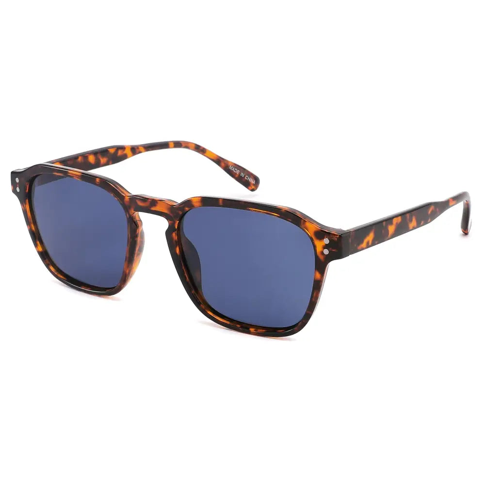 Tortoiseshell-patterned square-framed sunglasses with dark blue lenses in a set of 12 sa1279p