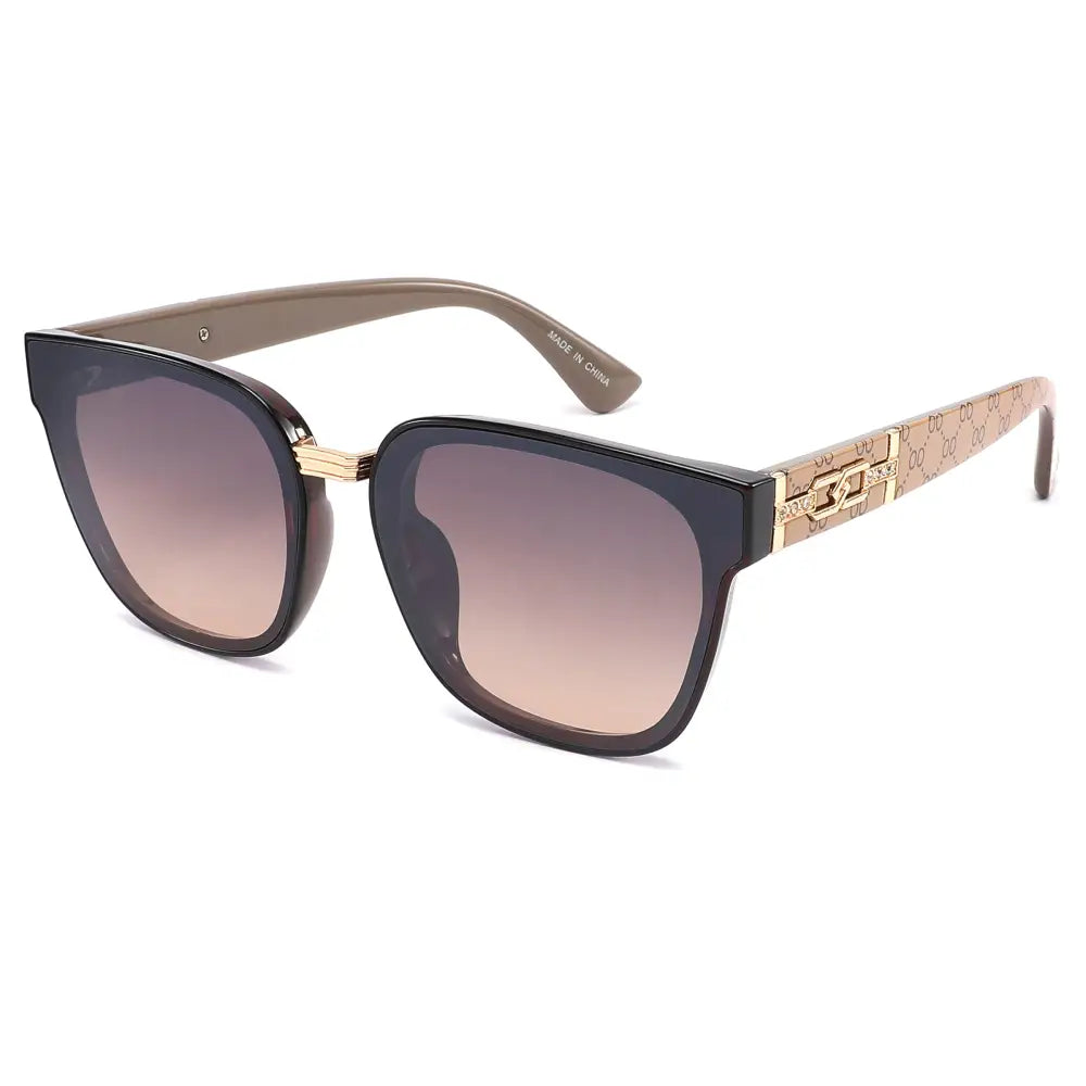 Black and beige sunglasses set of 12 with gradient brown lenses and gold-tone hardware
