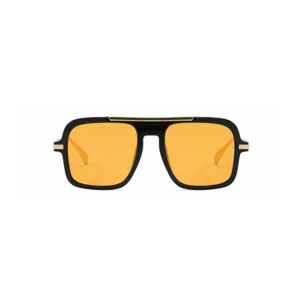 Aviator sunglasses set of 12 with black frames gold-tone metal accents and amber lenses