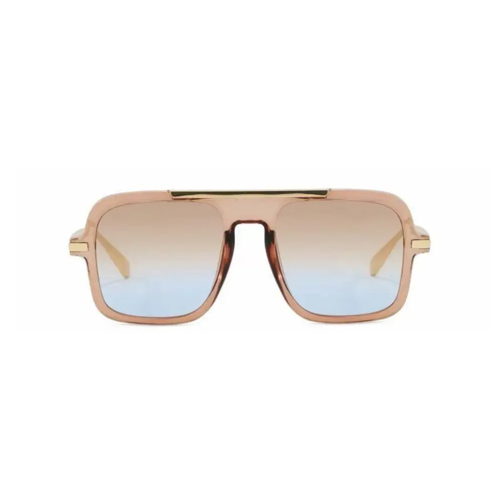 Aviator sunglasses set of 12 with rose gold frames and gradient blue to brown lenses sa1303