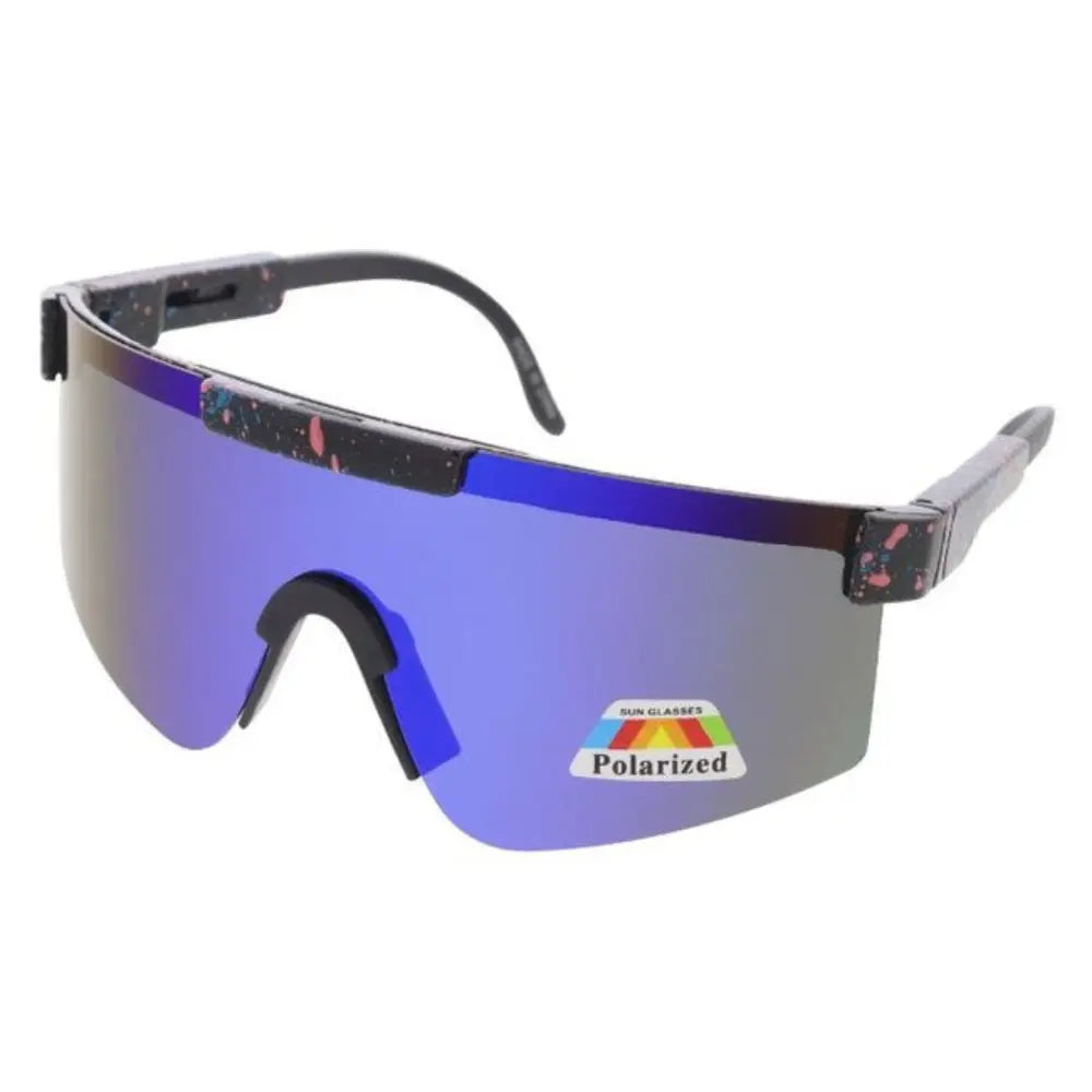 Blue mirrored polarized sunglasses with black speckled rectangular frames set of 12 model sa605p