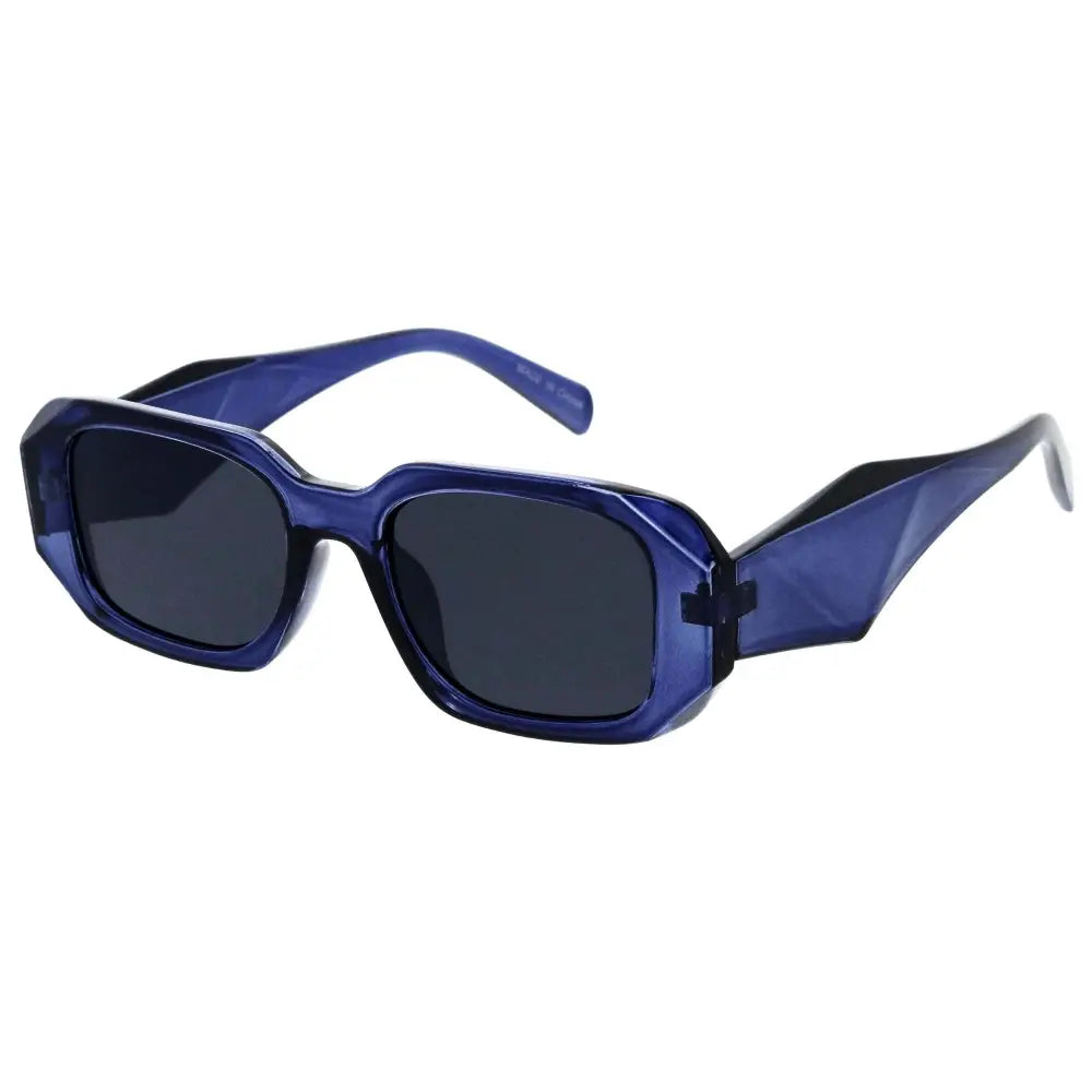 Blue translucent square-framed sunglasses with dark gray lenses shown as a set of 12 labeled SA742