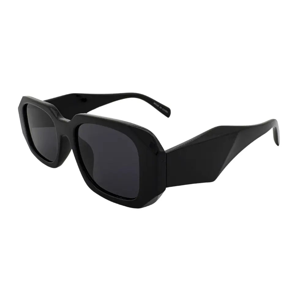 Juego de 12 gafas de sol rectangulares negras con lentes gris oscuro y montura de plástico brillante, modelo SA742A