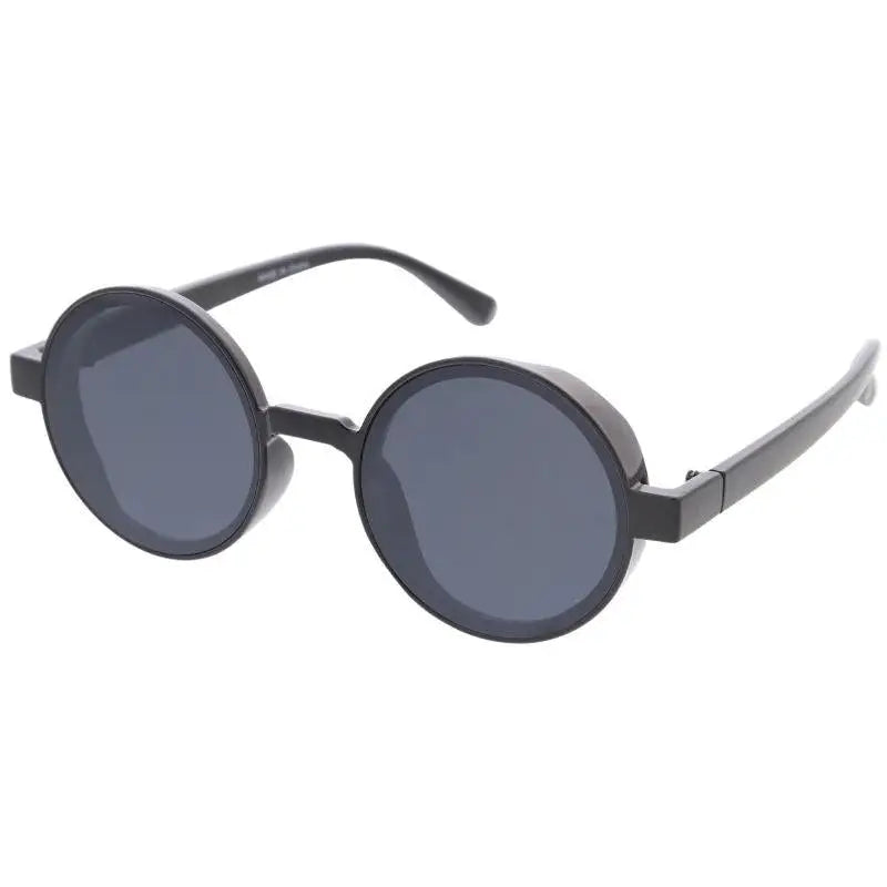 Gafas de sol de montura redonda negra con lentes gris oscuro, juego de 12, modelo sa841