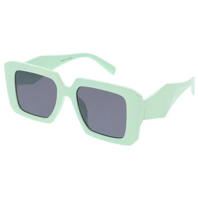 Mint green square-framed sunglasses with dark gray lenses shown as a set of 12 in product sa844
