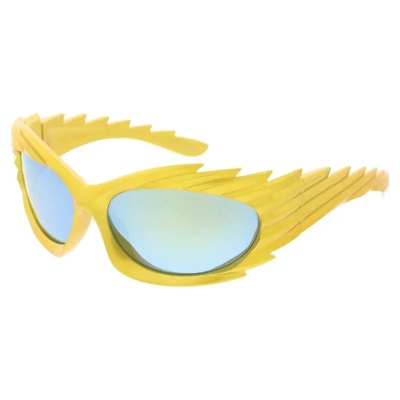 Yellow winged sunglasses with blue mirrored lenses in a set of 12 sa865 product image