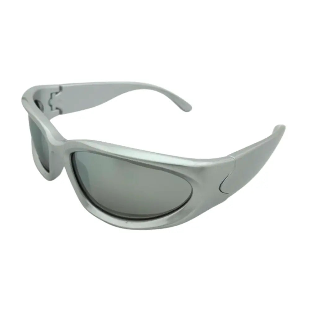 Set of 12 silver-framed sunglasses with sleek modern design and dark gray mirrored lenses model sa894