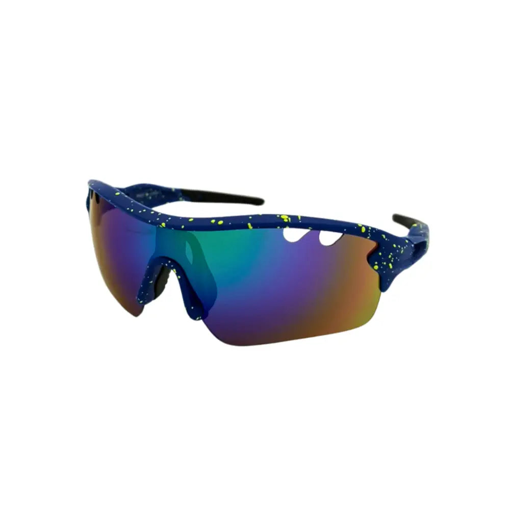 Blue sports sunglasses with speckled frames and gradient mirrored lenses in a set of 12 sa928k