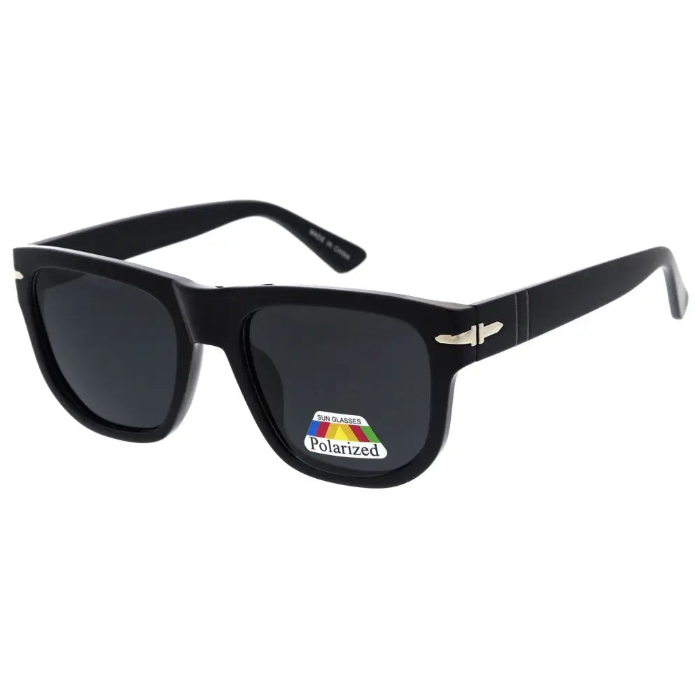 Black rectangular sunglasses with dark gray polarized lenses set of 12 sleek modern design