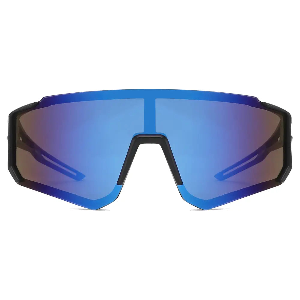Blue mirrored sports sunglasses with sleek black frame for kids set of 12 sa994ks
