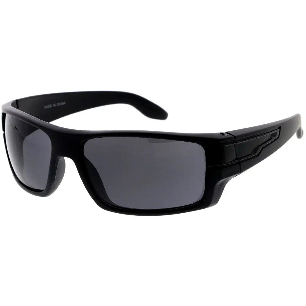 Juego de 12 gafas de sol con montura de plástico negra de diseño angular y lentes gris oscuro w3073