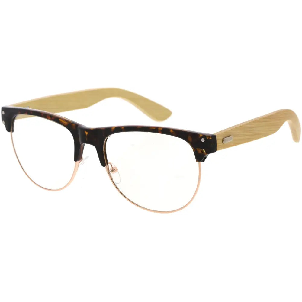 Bamboo-framed glasses with tortoiseshell temples and gold-toned metal accents w3268 set of 12