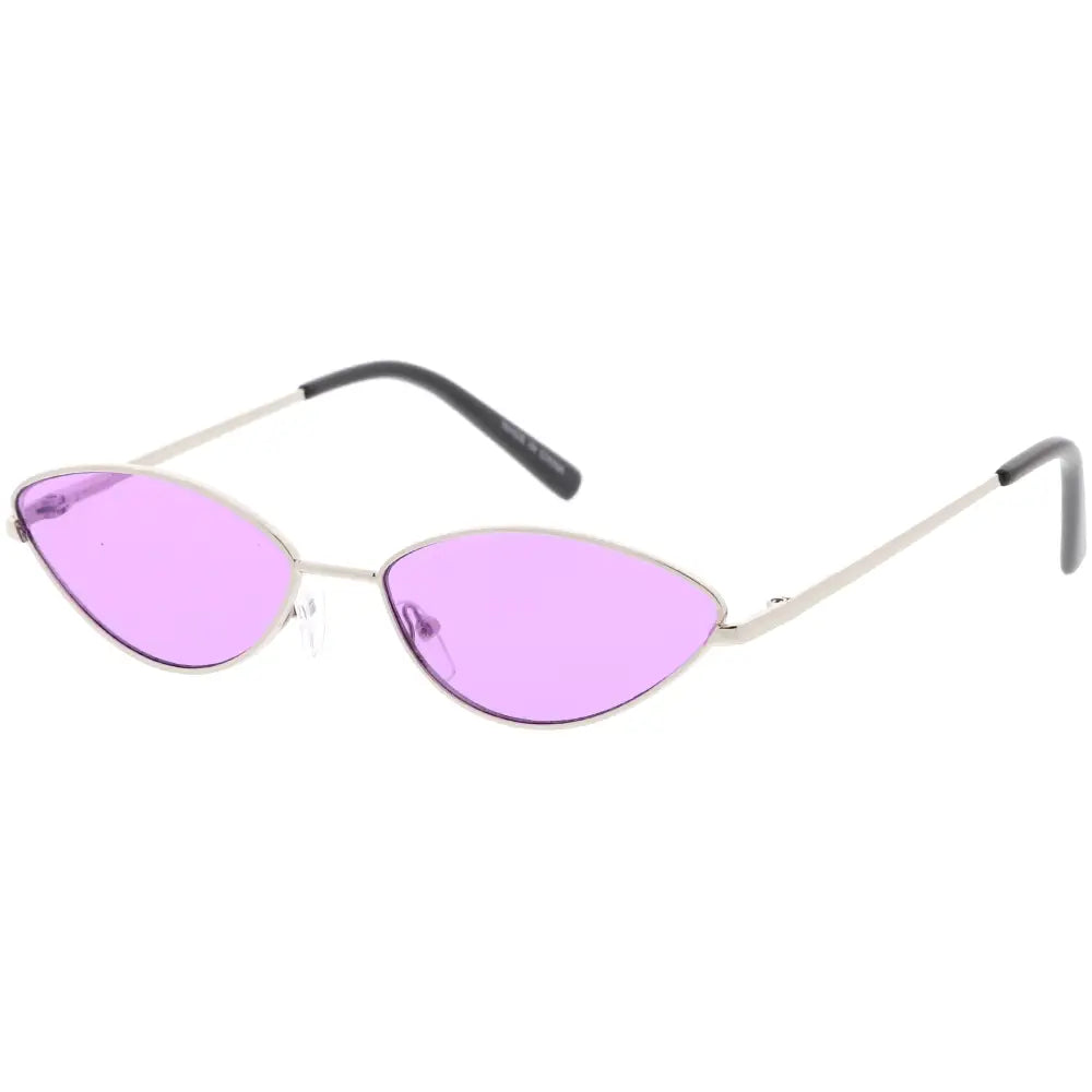Gafas de sol ojo de gato de montura plateada con lentes rosa intenso y terminales negros w3286, juego de 12
