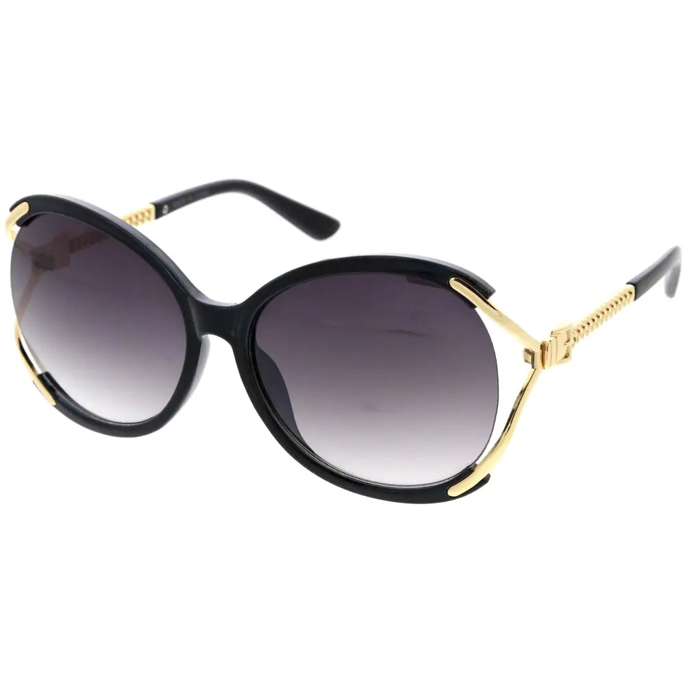 Juego de 12 gafas de sol ojo de gato con montura negra y dorada y lentes degradados grises w3336