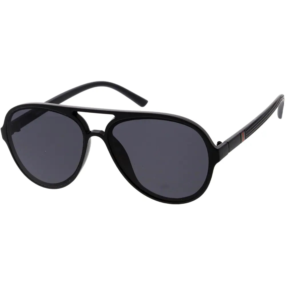 W3367 set of 12 black aviator sunglasses with dark gray lenses and textured temple bands