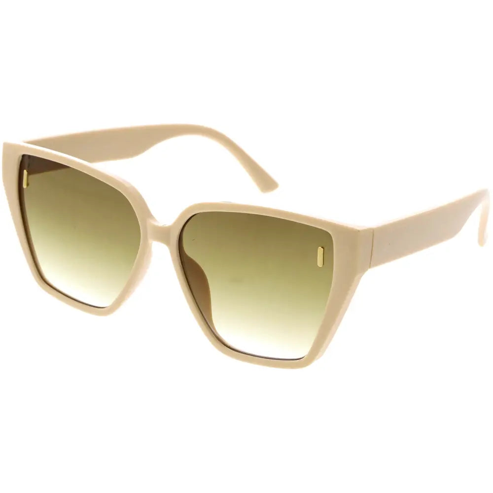 Beige cat-eye sunglasses with gradient green lenses and gold accent details set of 12 W3464