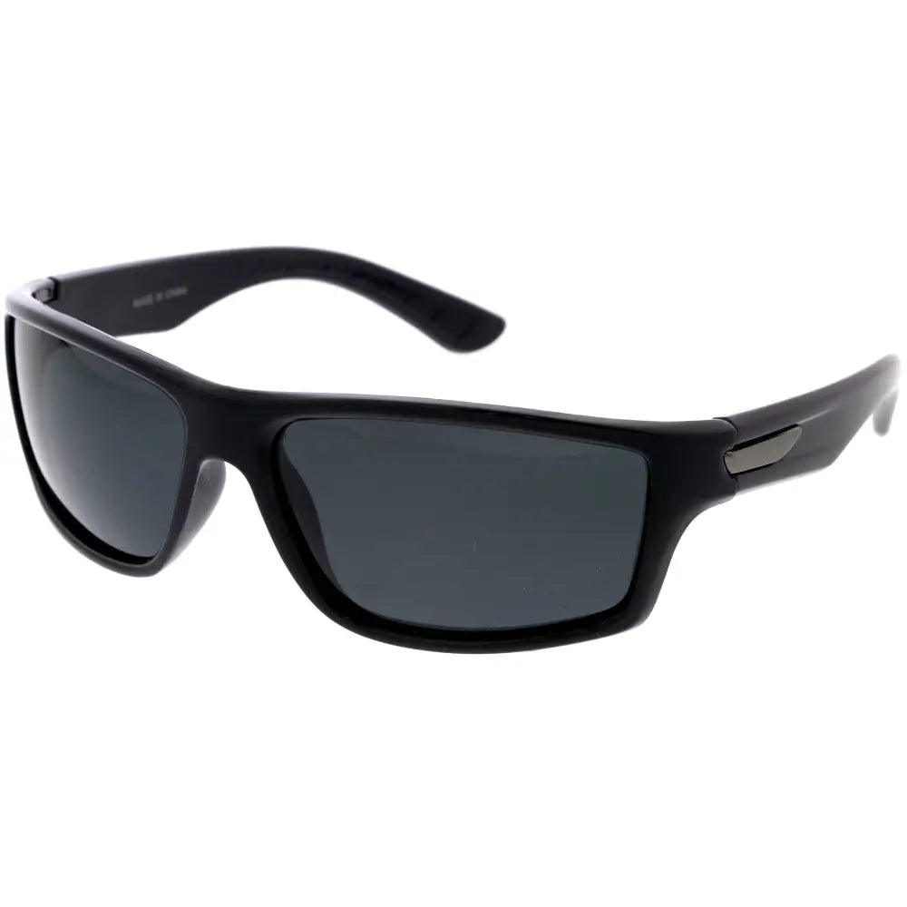 Black rectangular-framed sunglasses with dark gray lenses and a sleek modern design in a set of 12 w3500p