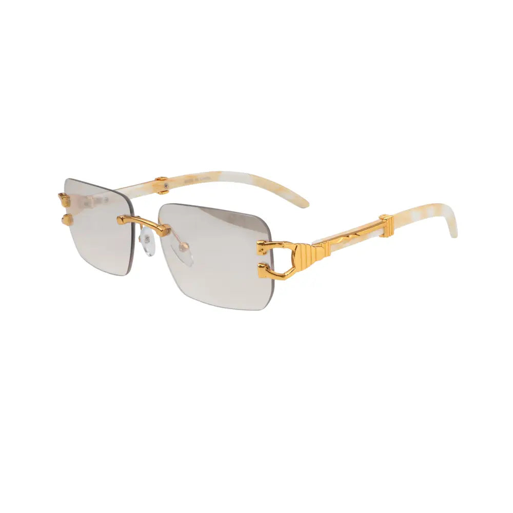 Gafas de sol con aro dorado, lentes degradados grises y varillas con estampado de carey, juego de 12 w3514
