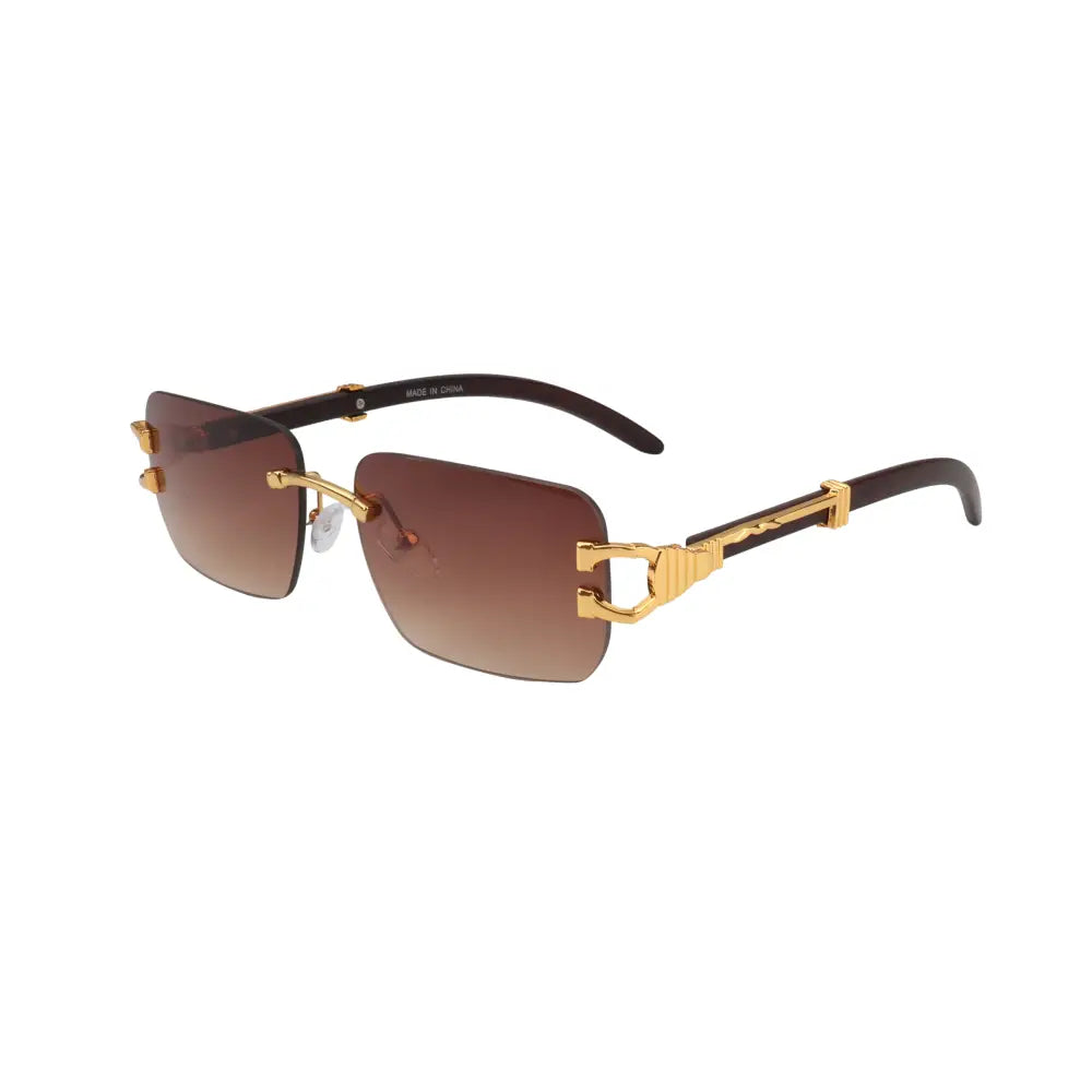 Juego de 12 gafas de sol con montura metálica dorada, lentes degradados marrones y varillas oscuras