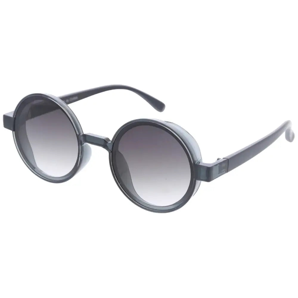 Gafas de sol de montura redonda negra con lentes degradados grises W3527, juego de 12