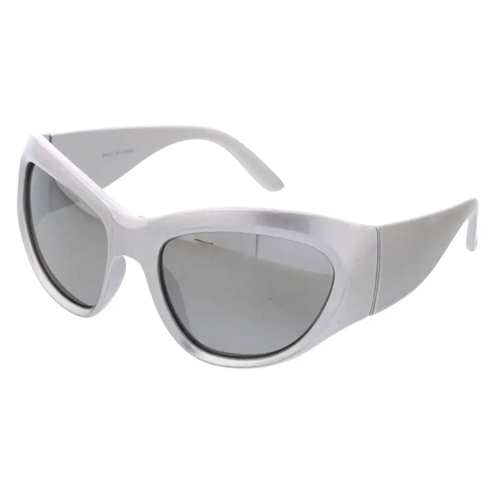 White acetate cat-eye sunglasses with mirrored gray lenses set of 12 model w3541