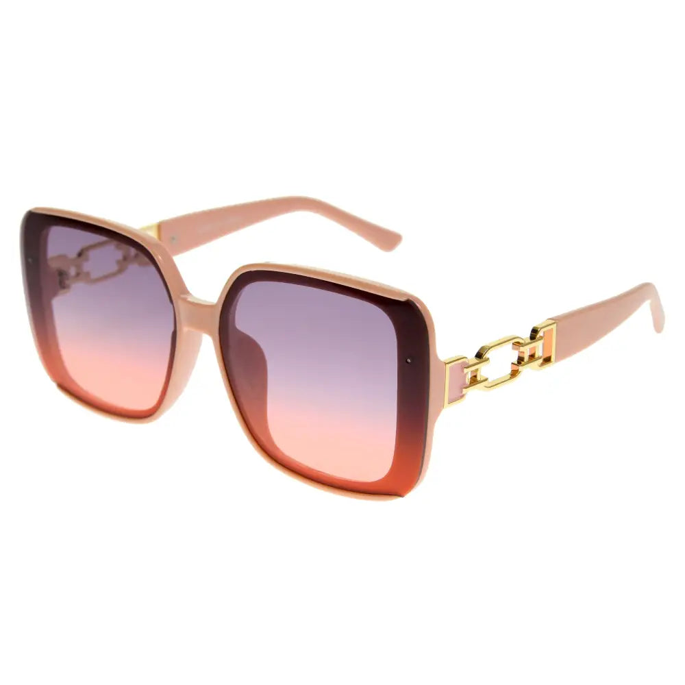 Set of 12 square frame sunglasses with pink and gold gradient lenses and matching frames w3545