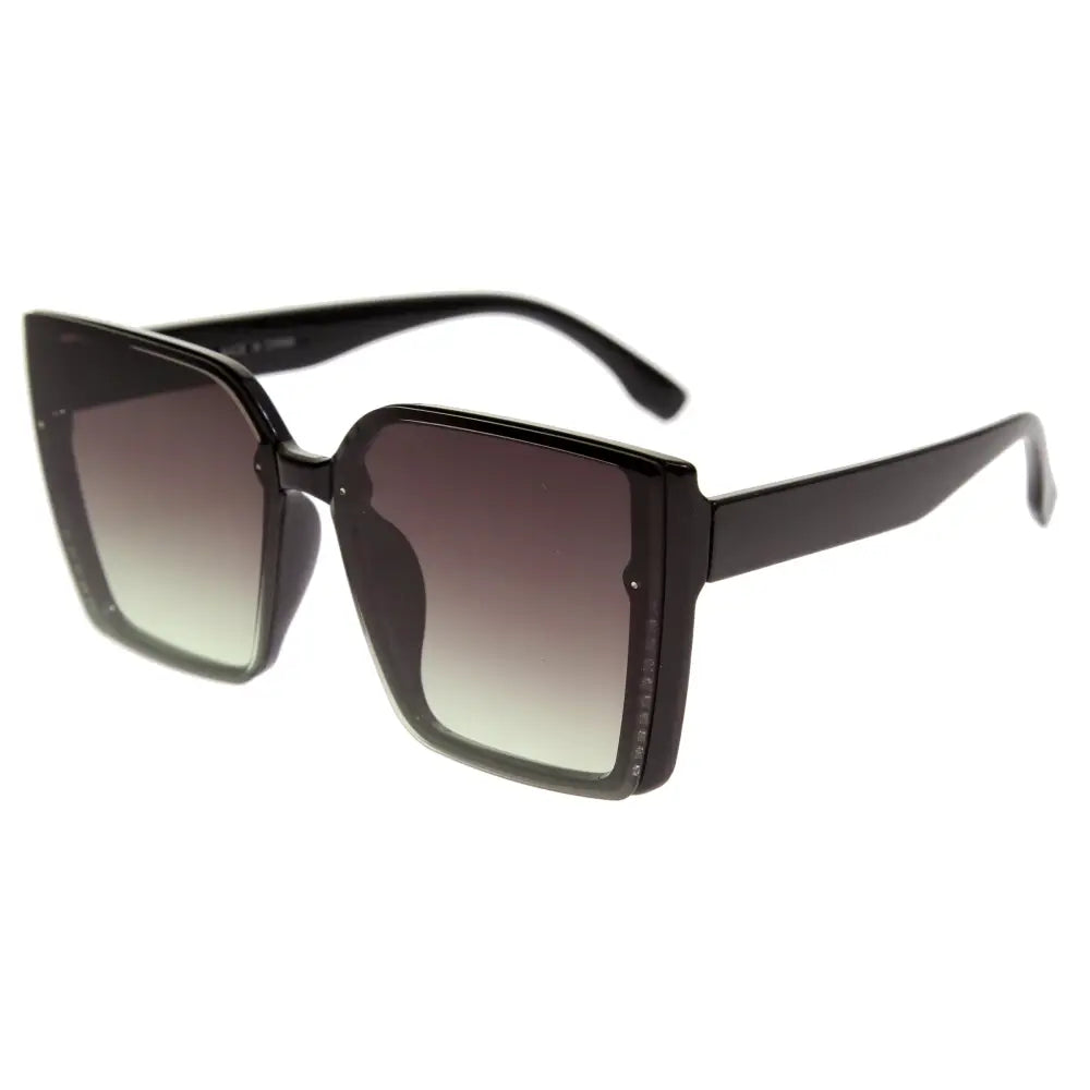 Juego de 12 gafas de sol de montura cuadrada negra con lentes degradados de marrón a transparente, estilo w3553