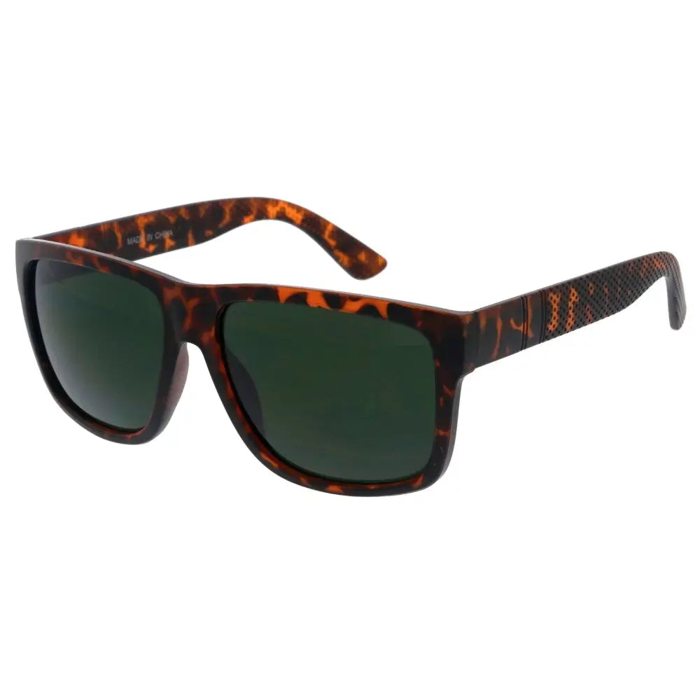 Gafas de sol rectangulares de carey con lentes verde oscuro, juego de 12 w3561p