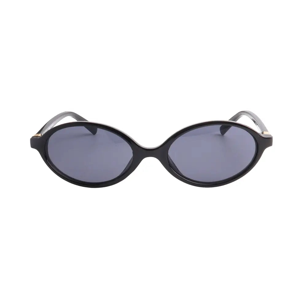 Black oval sunglasses with dark gray lenses and metallic temple accents set of 12 w3605